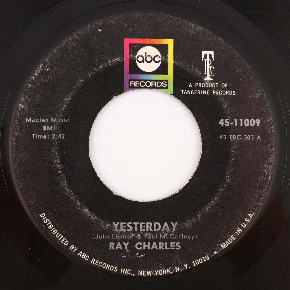Ray Charles – Yesterday / Never Had Enough Of Nothing Yet 45 rpm Vinyl 7" Record